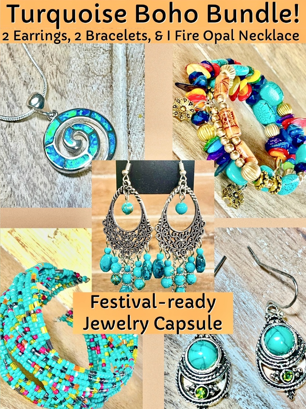 Festival Ready!! Turquoise Boho Jewelry Bundle